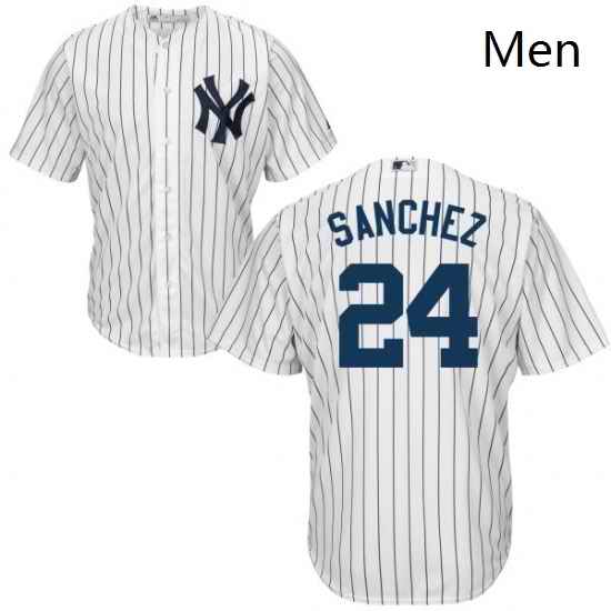 Mens Majestic New York Yankees 24 Gary Sanchez Replica White Home MLB Jersey